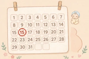 Wall calendar with a circled date illustrating how to calculate pregnancy due date